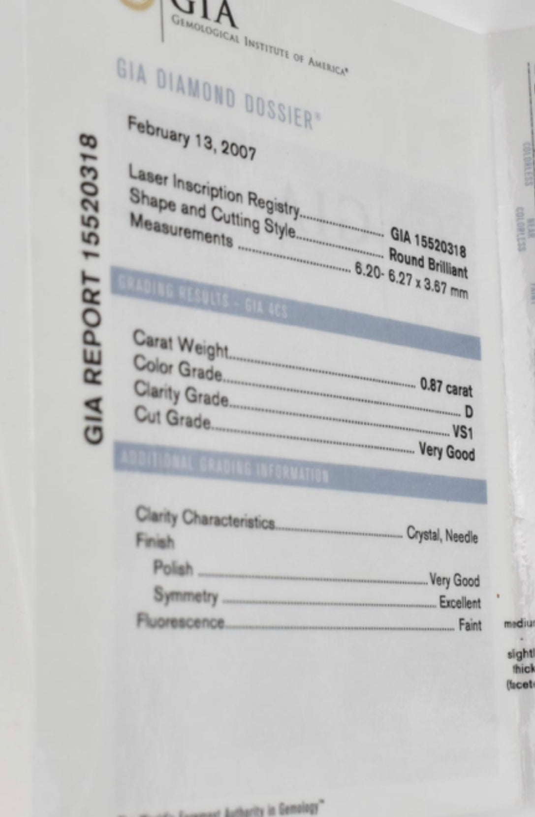 D Colour vs round diamond engagement ring