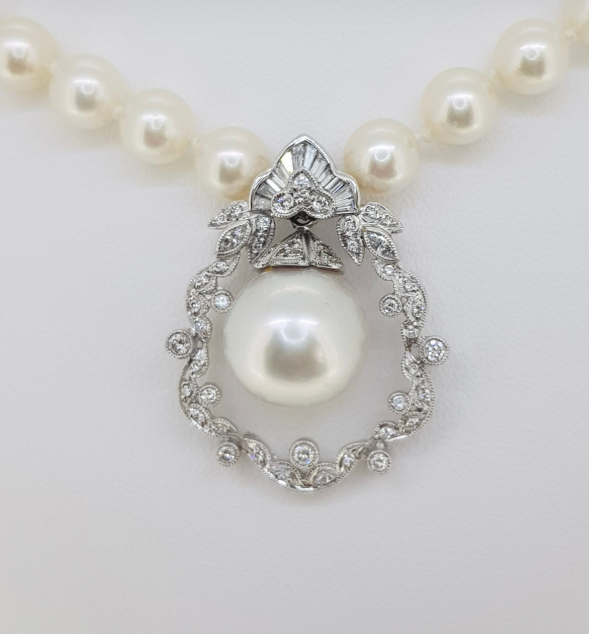 Pearl and diamond necklace