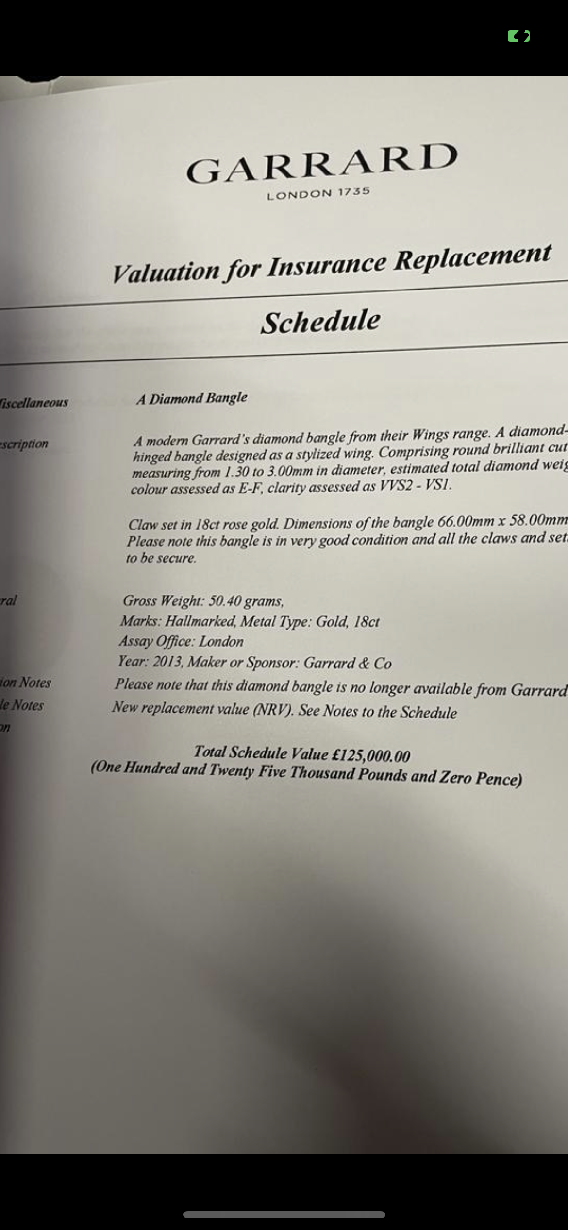 12ct diamond GARRARD WING BANGLE