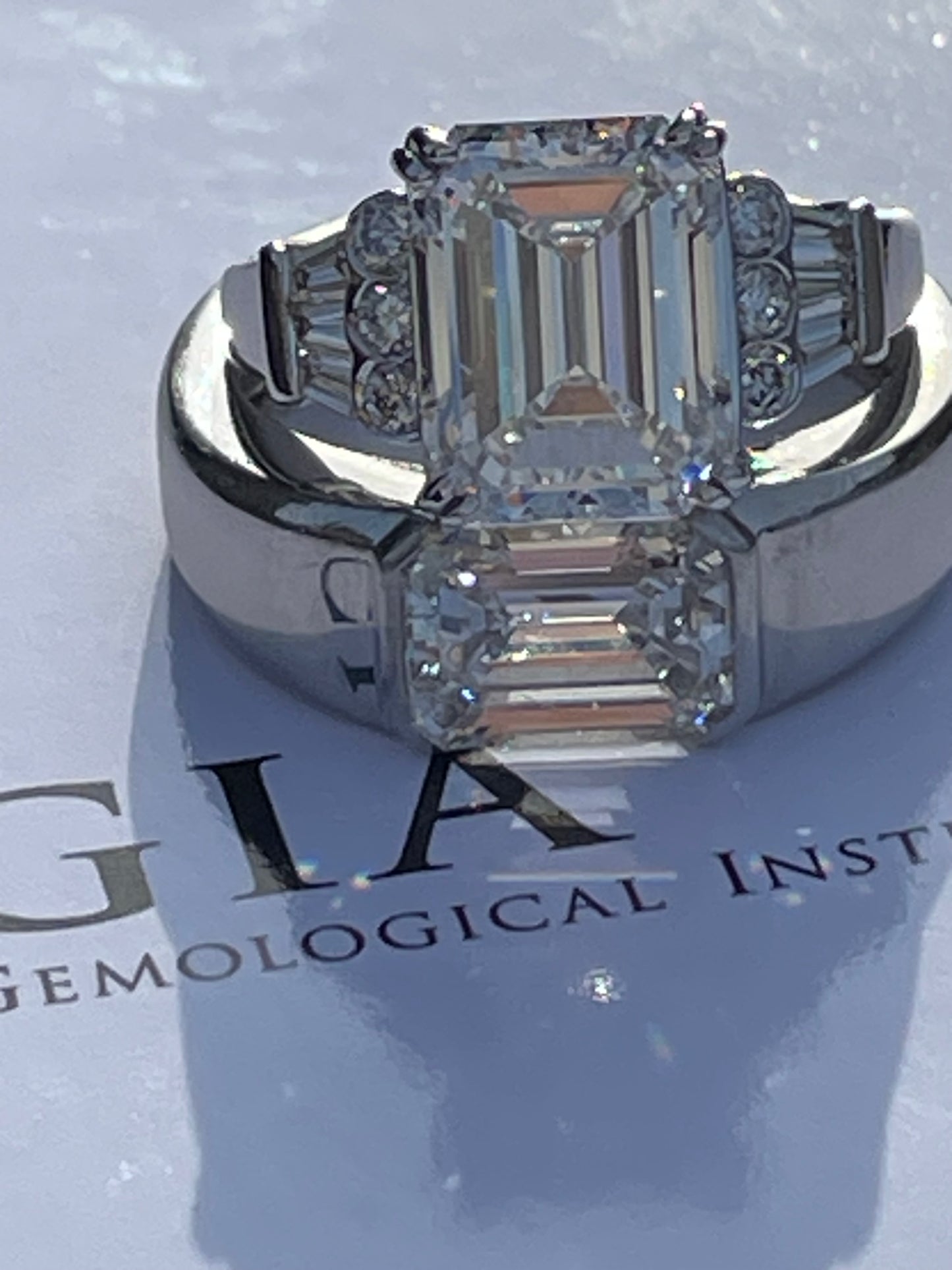 5.15 ct emerald cut diamond ring